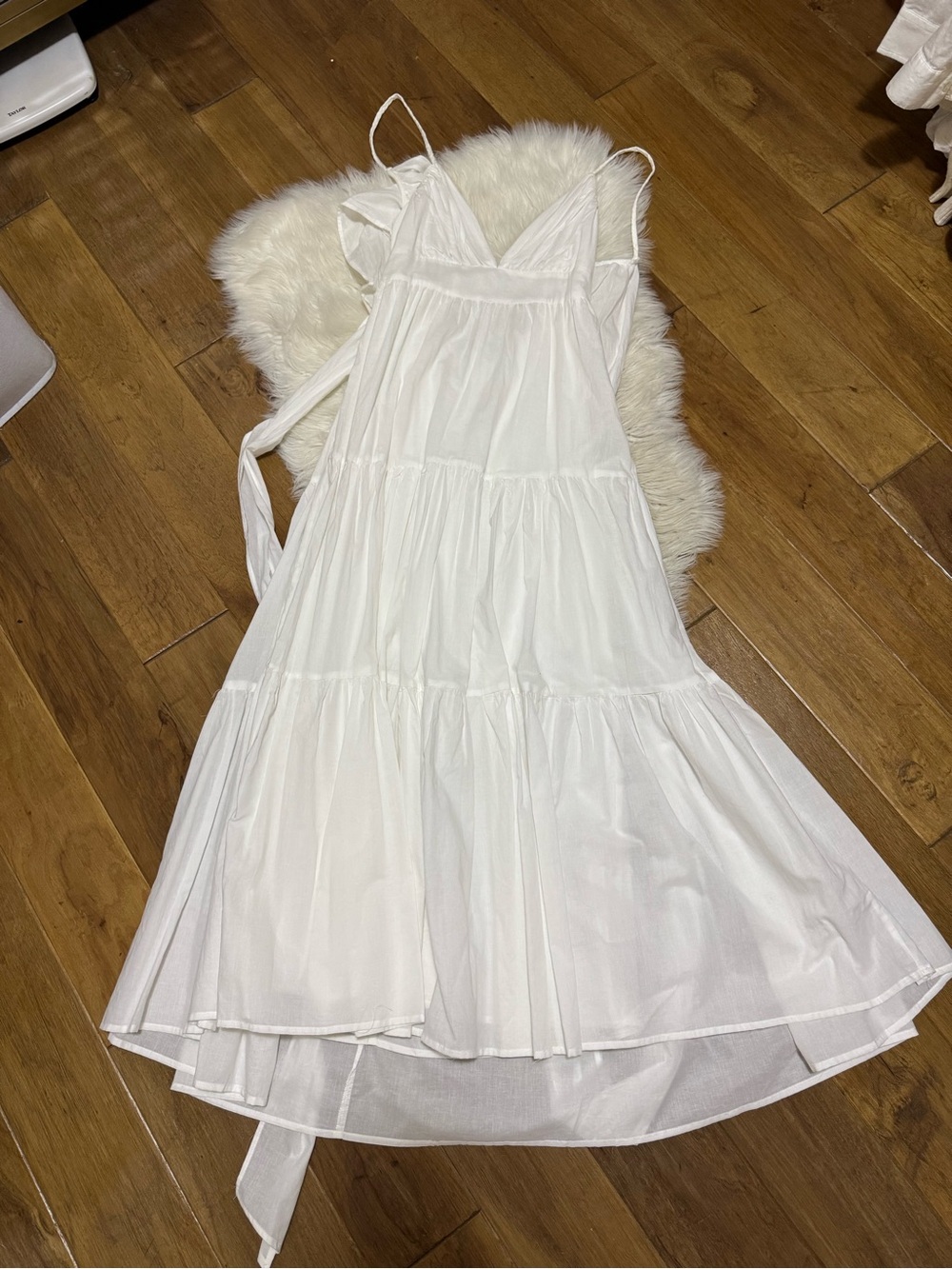 White Tiered Spaghetti Strap Dress